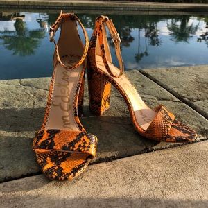 SAM EDELMAN YARO ORANGE SNAKESKIN Leather …